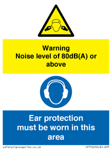 Warning Noise level of 80dB(A) or above. Ear protection must be worn in this area